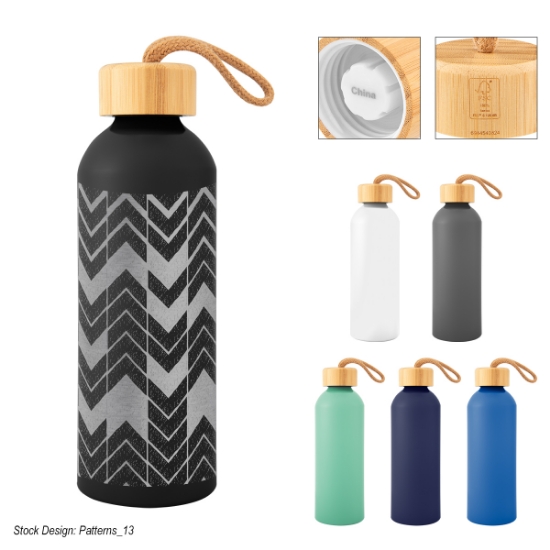 Picture of 25 Oz. Full Laser Blaire Recycled Aluminum Bottle With Bamboo Lid