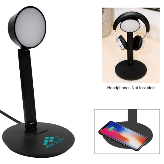 Picture of Vanity Light Wireless Charger With Headphone Stand