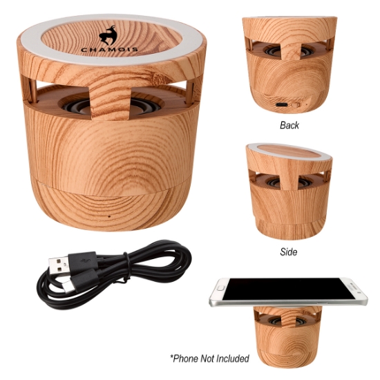 Picture of Woodgrain Wireless Charging Pad And Speaker 2.0