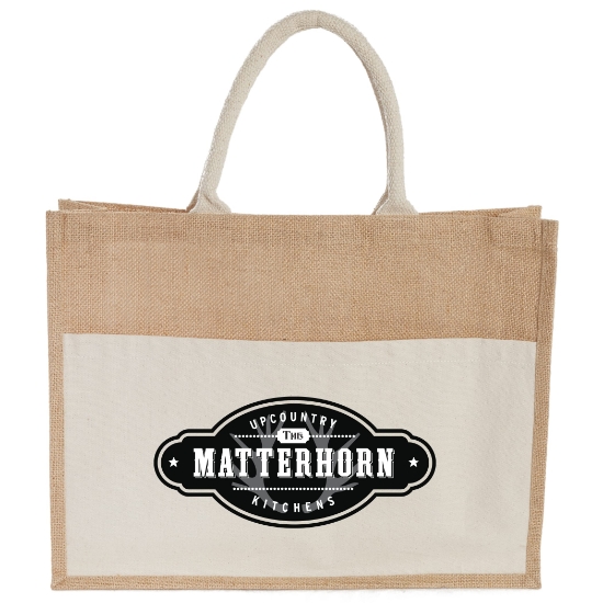 Picture of Jute Shopper Tote with Recycled Cotton Pocket