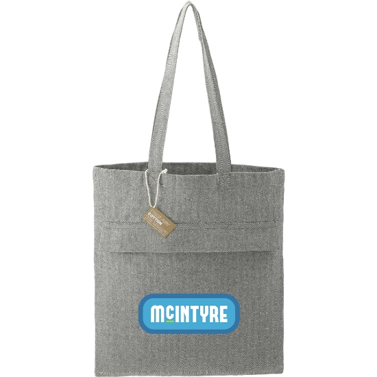 Picture of Recycled Cotton Herringbone Tote w/Zip Pocket 7oz