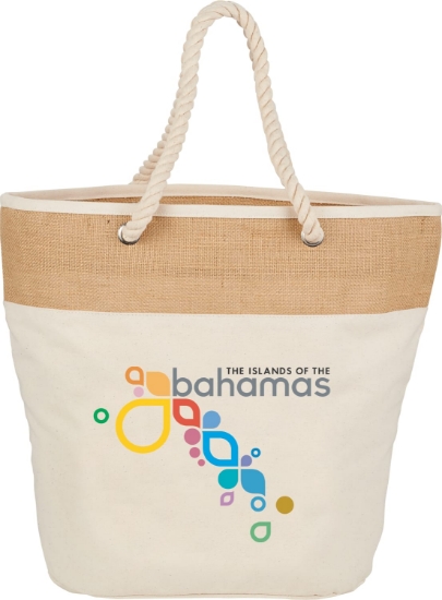 Picture of Jute Accent 12oz Cotton Canvas Rope Tote