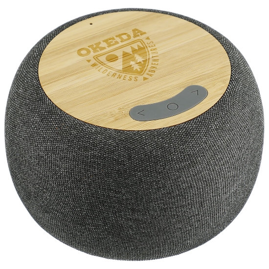 Picture of Wireless Charging Garm Fabric & Bamboo Bluetooth Speaker
