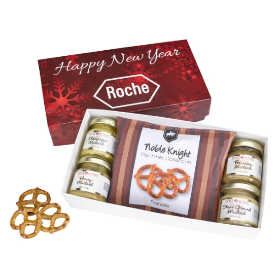 Picture of Gourmet Mustard Set With Pretzels In Gift Box