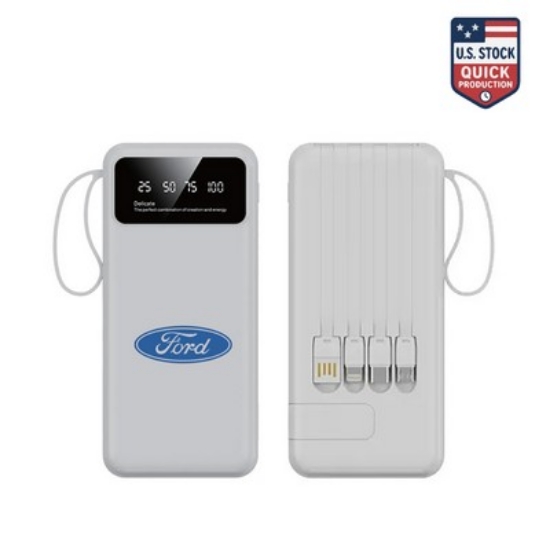 Custom 10000mAh Power Bank with Built-In Cables