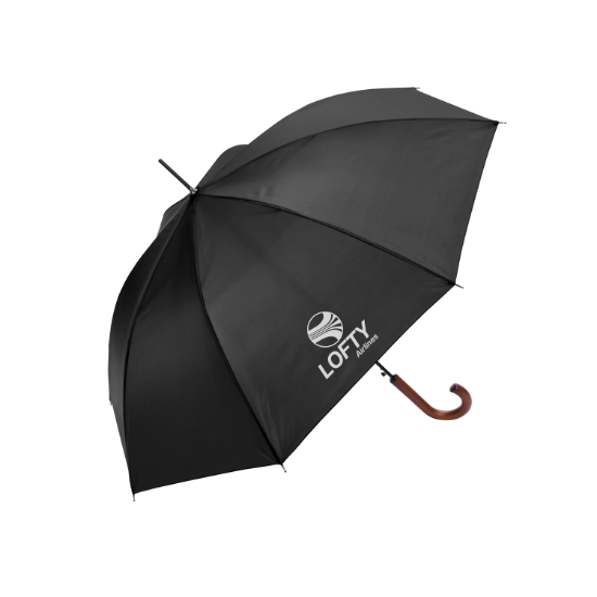 Shed Rain™ 48" Wood-Handled Auto-Open Stick Umbrella - Black