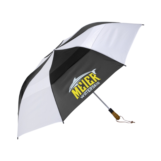 Shed Rain™ Windjammer® 58" Vented Wooden-Handled Auto-Open Jumbo Compact Umbrella - White
