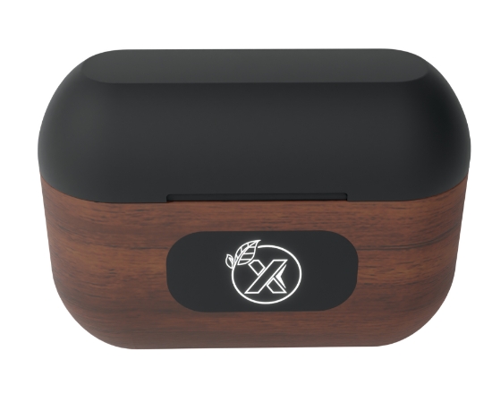SCX Innovative Design™ Walnut Wood Wireless Earbuds and Charging Case - Eng