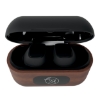 SCX Innovative Design™ Walnut Wood Wireless Earbuds and Charging Case - Open