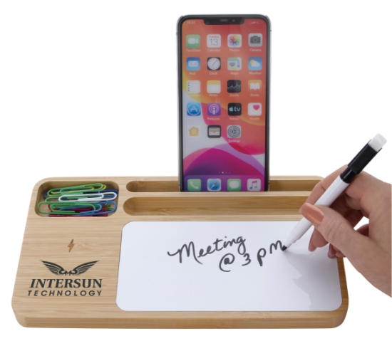 Bamboo 10W Wireless Charging Base with Dry Erase Board - Styled