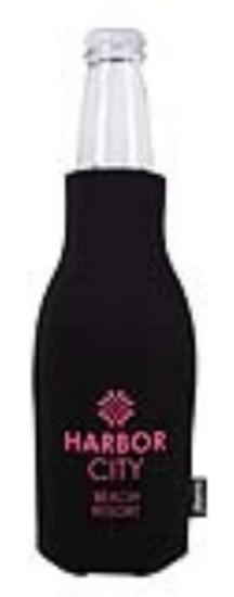 Koozie® Zip-Up Bottle Cooler with Opener - Black