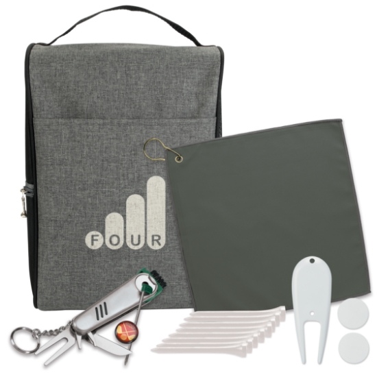 Heathered Shoe Bag Golf Kit - Gray