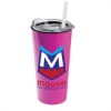 Garyline® Roadmaster Travel Tumbler with Slider Lid and Straw - 18 oz. - Hotpink