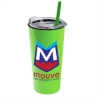 Garyline® Roadmaster Travel Tumbler with Slider Lid and Straw - 18 oz. - Lime Green