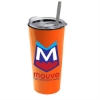 Garyline® Roadmaster Travel Tumbler with Slider Lid and Straw - 18 oz. - Orange
