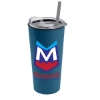 Garyline® Roadmaster Travel Tumbler with Slider Lid and Straw - 18 oz. - Steel Blue