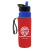 24 Oz. Transparent Bottle & Caddy - Flip Straw Lid - Tranlsucentblue