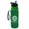 24 Oz. Transparent Bottle & Caddy - Flip Straw Lid - Translucent Green