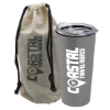 Garyline® Explore Tumbler with Slider Lid in a Cotton Bag - 18 oz. - Metallic Silver