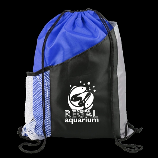 Garyline® Collegiate Drawstring Backpack - Blue with Black