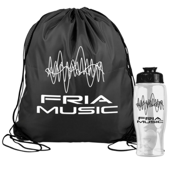 Garyline® Graduate Drawstring Backpack with 27 oz. Bottle - Black