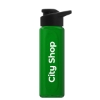 Garyline® Boss Embossed RPET Bottle with Drink-Thru Lid - 26 oz. - Translucent Green