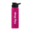 Garyline® Boss Embossed RPET Bottle with Drink-Thru Lid - 26 oz. - Translucent Hot Pink
