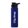 Garyline® Boss Embossed RPET Bottle with Drink-Thru Lid - 26 oz. - Translucent Navy Blue