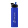 Garyline® Boss Embossed RPET Bottle with Flip-Straw Lid - 26 oz. - Translucent Blue