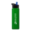 Garyline® Boss Embossed RPET Bottle with Flip-Straw Lid - 26 oz. - Translucent Green