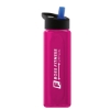 Garyline® Boss Embossed RPET Bottle with Flip-Straw Lid - 26 oz. - Translucent Hot Pink