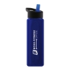 Garyline® Boss Embossed RPET Bottle with Flip-Straw Lid - 26 oz. - Translucent Navy Blue