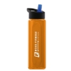 Garyline® Boss Embossed RPET Bottle with Flip-Straw Lid - 26 oz. - Translucent Orange