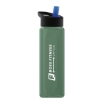 Garyline® Boss Embossed RPET Bottle with Flip-Straw Lid - 26 oz. - Translucent Warm Eucalyptus