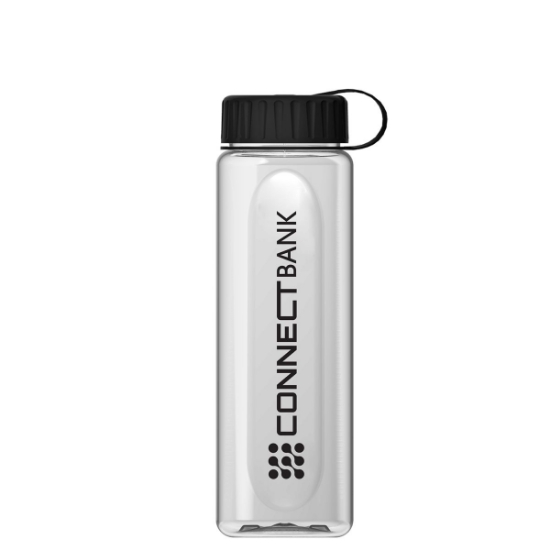 Garyline® Boss Embossed RPET Bottle with Tethered Lid - 26 oz. - Clear