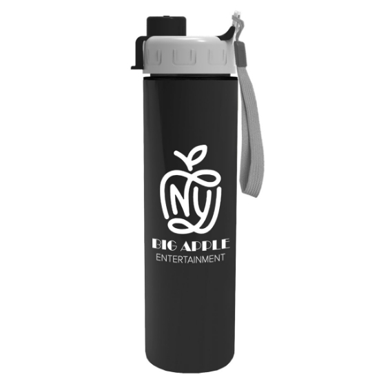 Garyline® Slim Double-Wall Insulated Bottle with Quick-Snap Lid - 16 oz. - Black