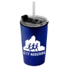 Garyline® Sentinel Metallic Acrylic Tumbler with 2-in-1 Lid with Straw - 14 oz. - Metallic Blue