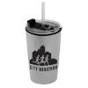 Garyline® Sentinel Metallic Acrylic Tumbler with 2-in-1 Lid with Straw - 14 oz. - Porcelain Gray