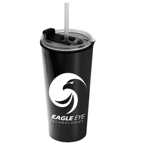 Garyline® Explore Travel Tumbler with 2-in-1 Lid with Straw - 18 oz. - Metallic Black