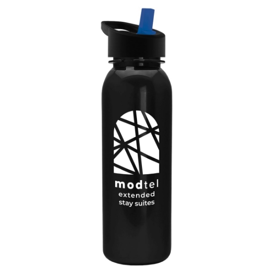 Garyline® Terrain Metallike Bottle with Flip-Straw Lid - 24 oz. - Metallic Black