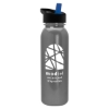 Garyline® Terrain Metallike Bottle with Flip-Straw Lid - 24 oz. - Metallic Silver