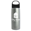 26 Oz. Metalike Flair Bottle w/Oval Crest Lid - Metallic Silver