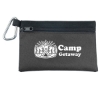 Garyline® Two-Tone Polyester Zip Pouch with Carabiner - Charcoal with Black