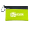 Garyline® Two-Tone Polyester Zip Pouch with Carabiner - Lime Green with Black