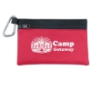 Garyline® Two-Tone Polyester Zip Pouch with Carabiner - Red with Black