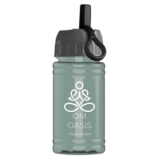 Garyline® Mini RPET Bottle with Ring-Straw Lid - 16 oz. - Glacier Blue