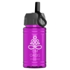 Garyline® Mini RPET Bottle with Ring-Straw Lid - 16 oz. - Translucent Hot Pink