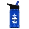 Garyline® Mini RPET Bottle with Flip-Straw Lid - 16 oz. - Translucent Blue