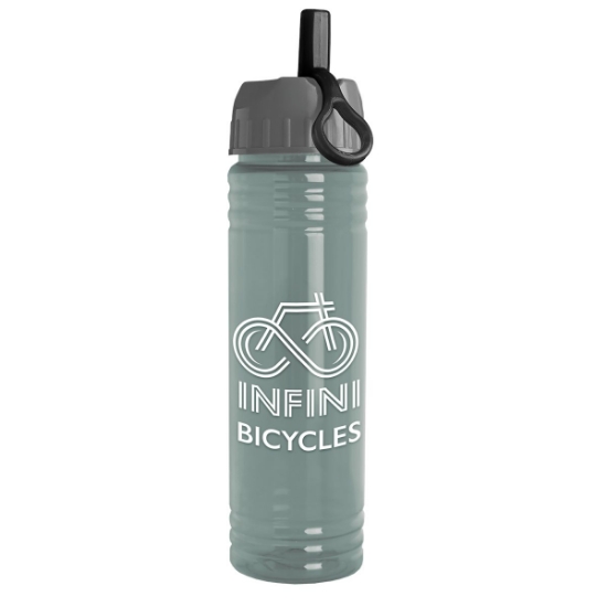Garyline® Slim Fit RPET Bottle with Ring-Straw Lid - 24 oz. - Glacier Blue