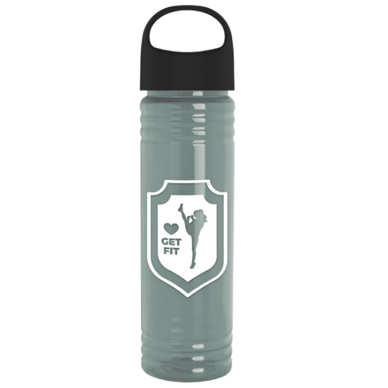 Garyline® Slim Fit RPET Bottle with Oval Crest Lid - 24 oz. - Glacier Blue